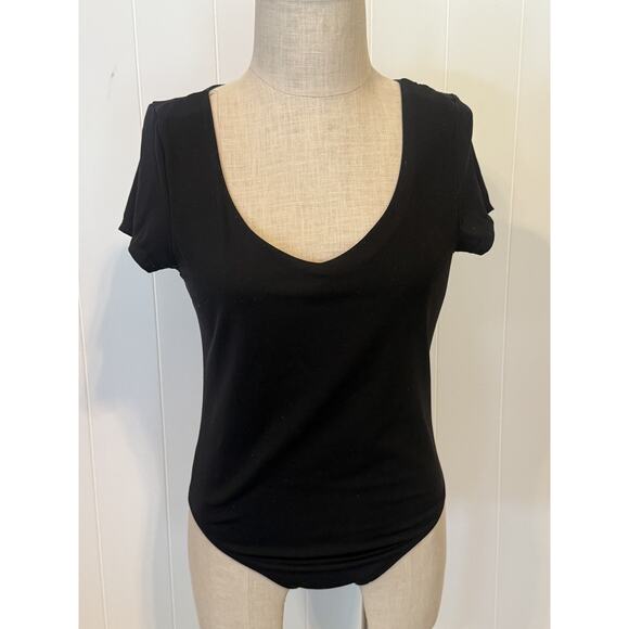Aeropostale Bodysuit Womens Large Black Seriously Soft Scoop Neck Stretch Smooth - Picture 2 of 8